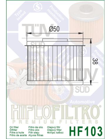 HIFLOFILTRO HF103 FILTR OLEJU