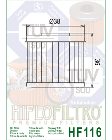 HIFLOFILTRO HF116 FILTR OLEJU