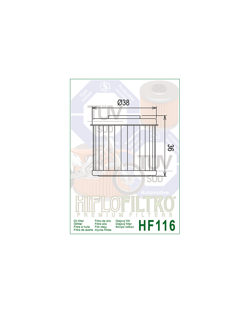 HIFLOFILTRO HF116 FILTR OLEJU