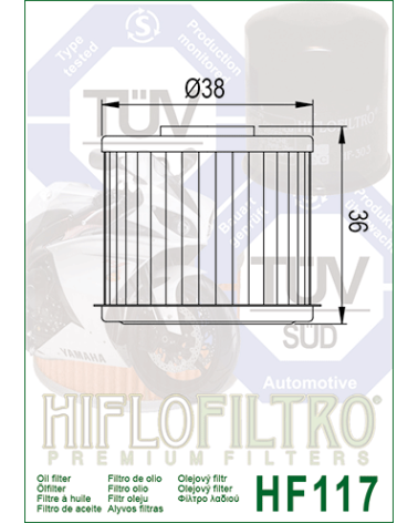 HIFLOFILTRO HF117 FILTR OLEJU