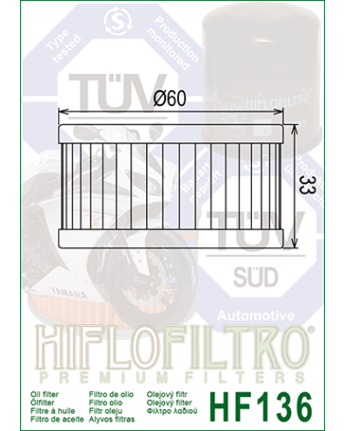 HIFLOFILTRO HF136 FILTR OLEJU