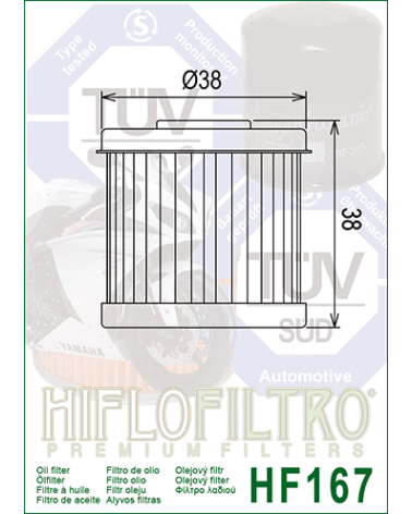 HIFLOFILTRO HF167 FILTR OLEJU